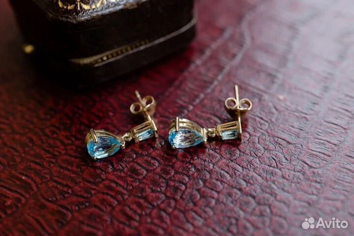 Серьги из золота 375 пробы с топазами