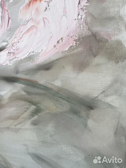 Интерьерные Огромные Белые Пионы на холсте