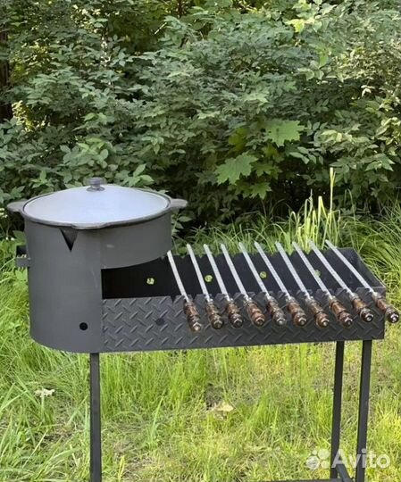 Мангал с печью под казан 10 л. 3 мм