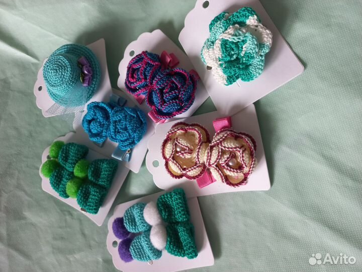 Заколки вязаные крючком для девочек