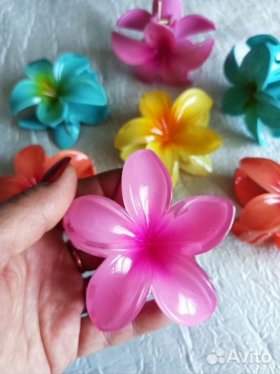 Заколка для волос краб Гавайский цветок плюмерия