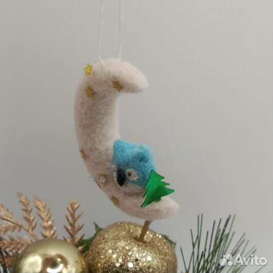 Совенок на луне ручная работа