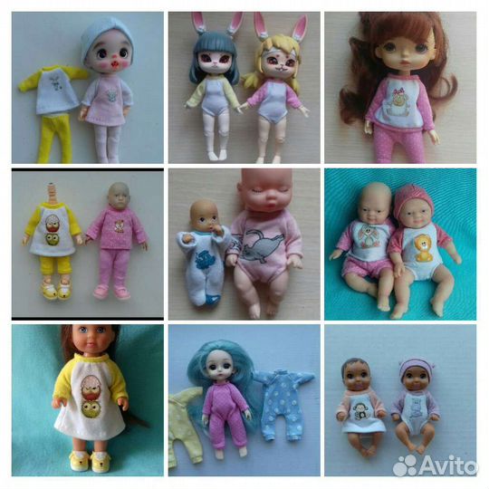 Одежда для кукол и пупсов от 7см до 21см