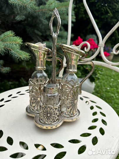 Круэт для специй серебрение, стекло