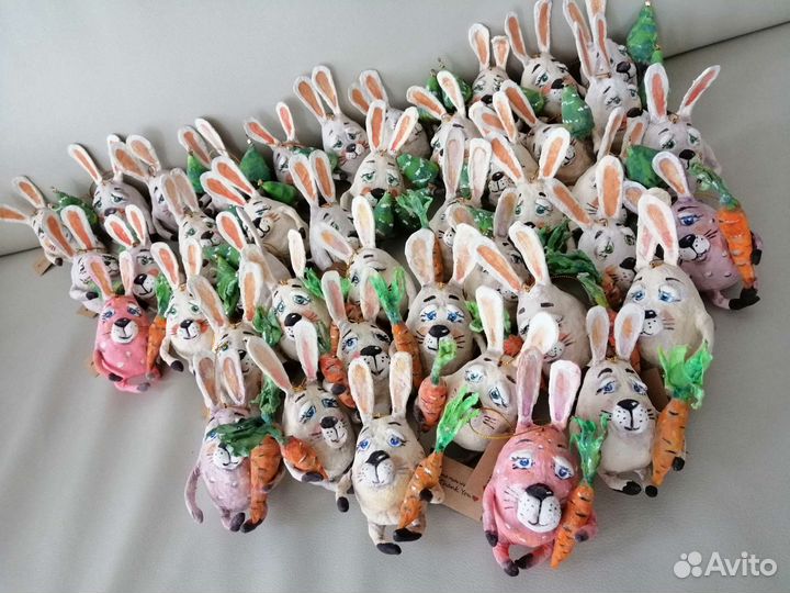 Ватная игрушка заяц