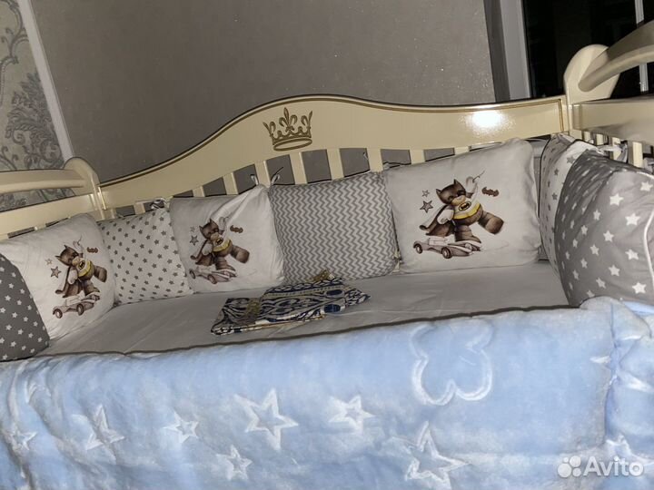 Бортики с одеялом и подушкой для детской кроватки