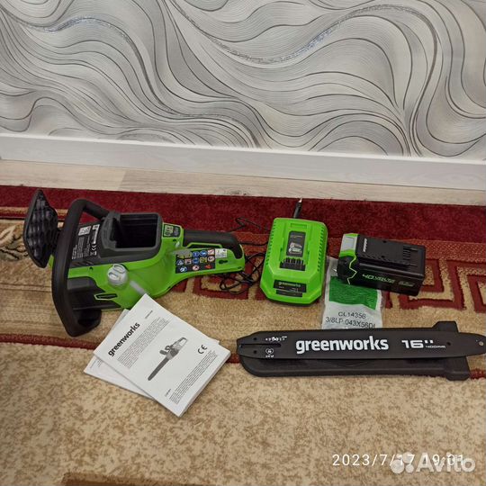 Аккумуляторная цепная пила greenworks 40В