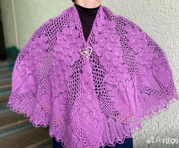 Шаль, платок, подарок, ручная работа