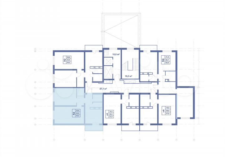 2-к. квартира, 56,5 м², 13/17 эт.