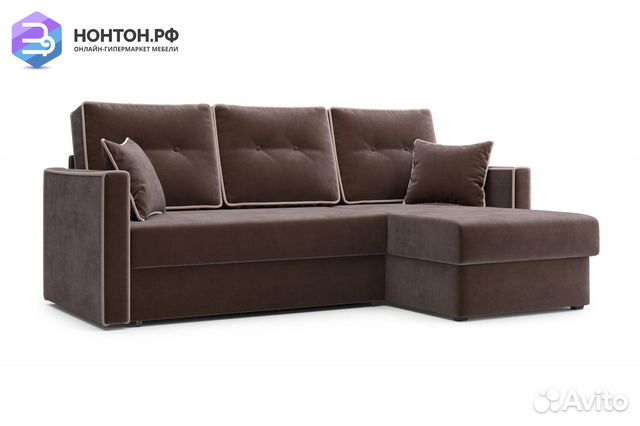 Диван угловой дельфин Леон коричневый