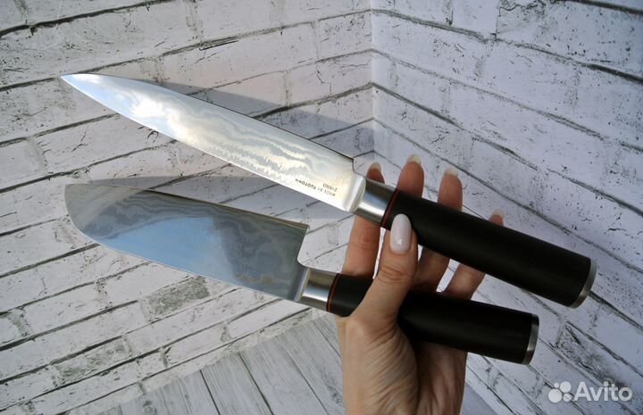 Сантоку и Карвинг дамасская сталь