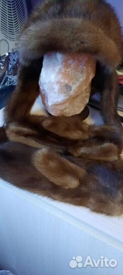 Шапка и варежки из норки