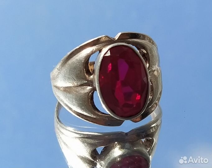 Серебряное кольцо перстень СССР 875 звезда корунд