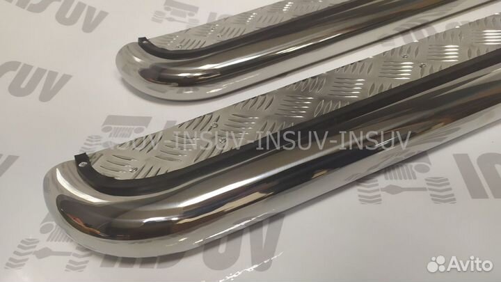 Пороги на Ниву труба с алюм. листом (нержавейка)