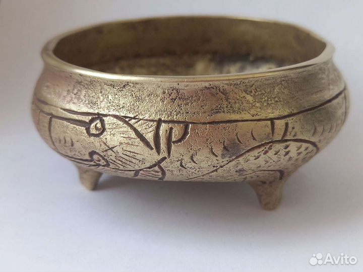 Старый Китай вазочка бронза клеймо 19 век