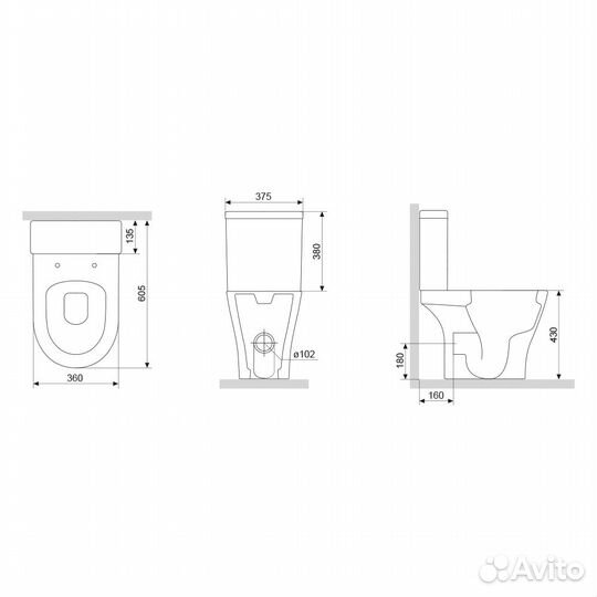 DX86C8600SC Sirius унитаз-компакт безободковый с