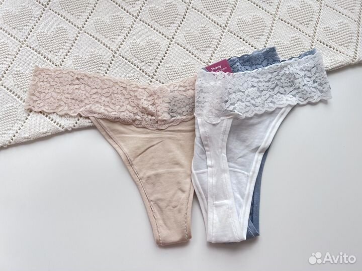 Трусы стринги кружевные с хлопком hm M, XL