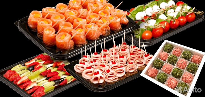 Новогодний фуршет сеты, канапе, десерты, закуски