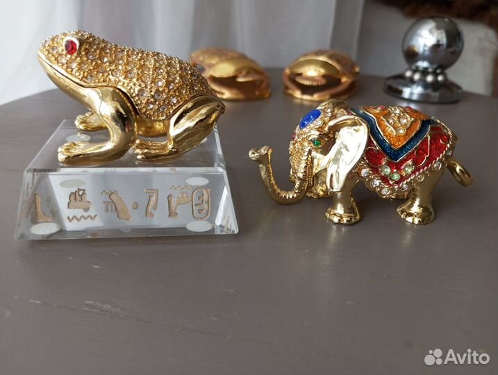 Сувениры из Египта - лягушка-шкатулка, скарабеи