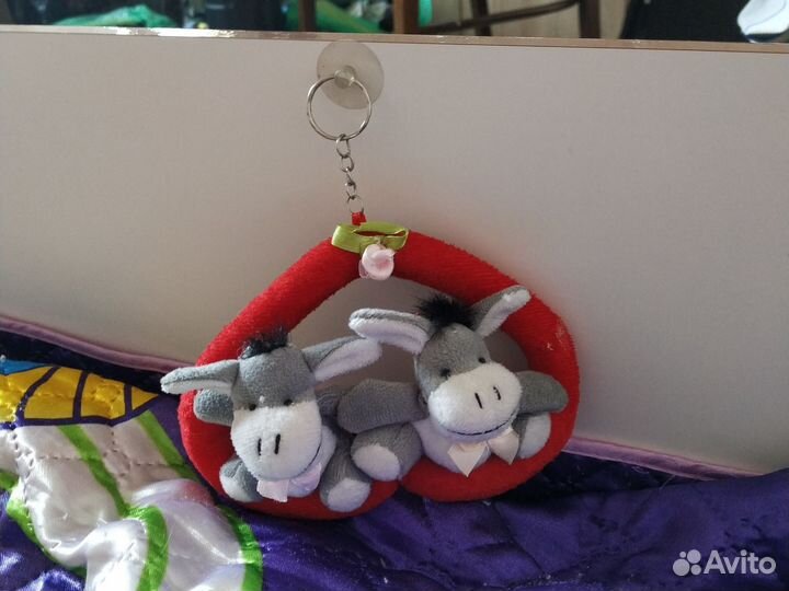 Мягкая игрушка два осла в сердечке на брелке