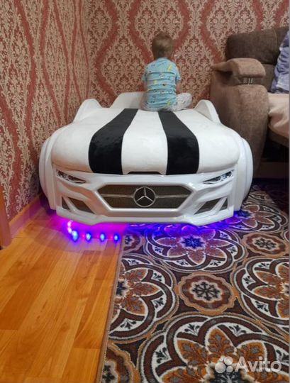 Детская кровать машина с матрасом Новая