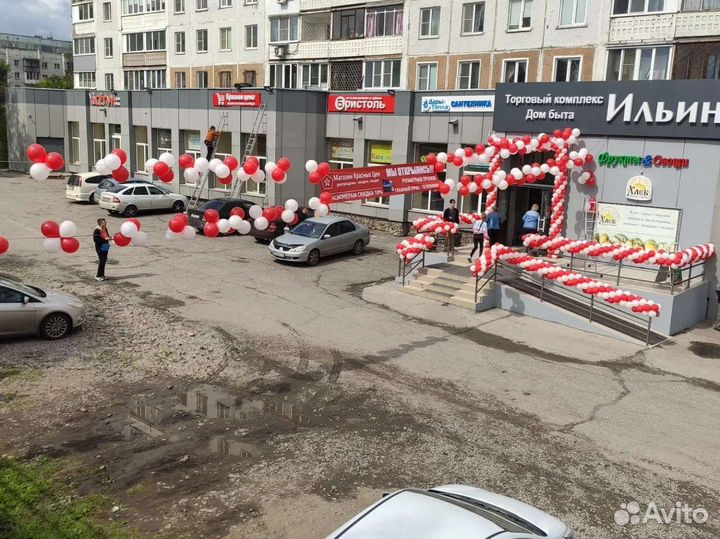 Оформление воздушными шарами на открытие магазина