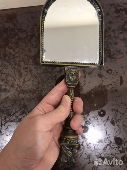 Зеркало антиквариат, ручное латунное