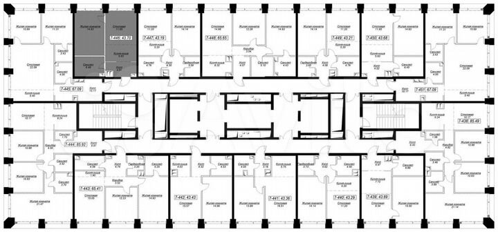 1-к. квартира, 43,7 м², 34/55 эт.