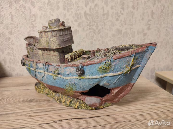 Декорации для аквариума корабль, камни