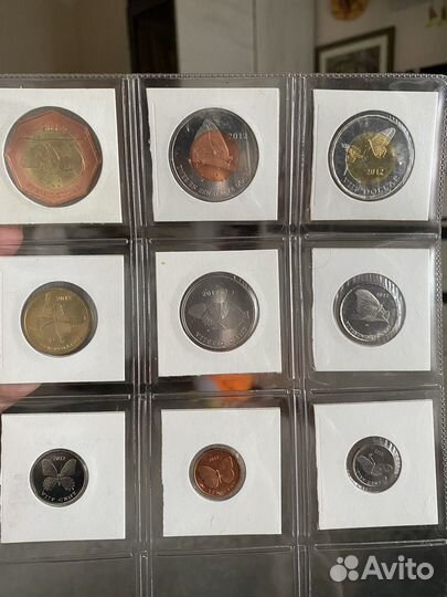 Набор монет 2012 остров Бонэйр. Бабочки