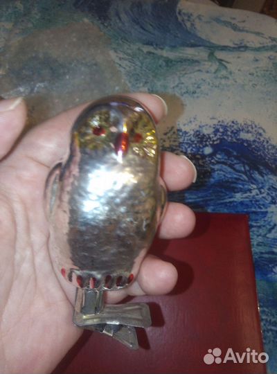 Ёлочные игрушки СССР сова и матрёшка на пришепке