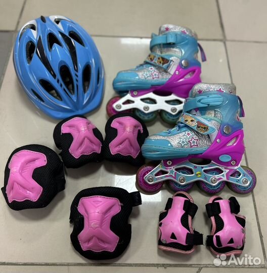 Шлем,ролики и защита вся