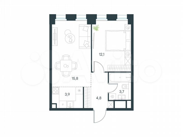 2-к. квартира, 40,3 м², 20/31 эт.