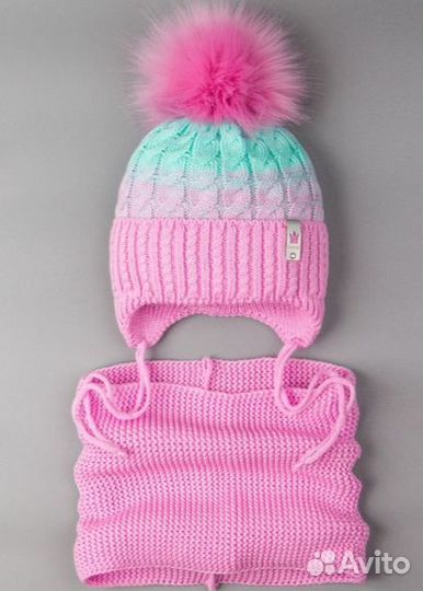 Новый комплект шапка+снуд Зима (50-52см.)