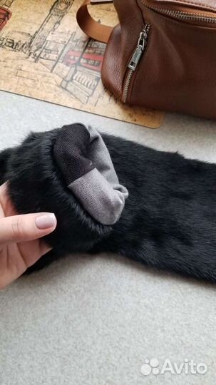 Варежки из норки и кожи