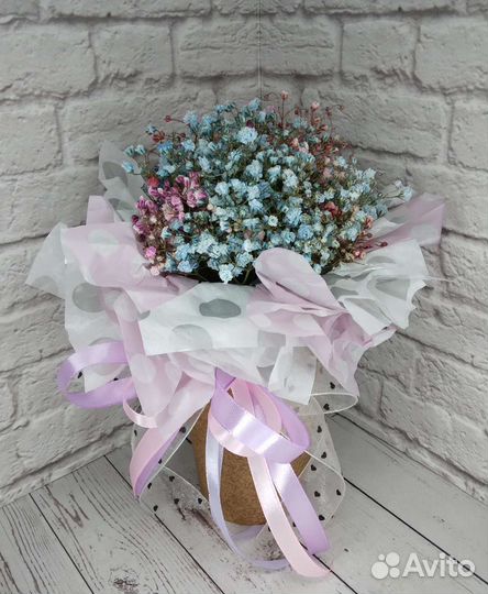 Букет из гипсофилы,гипсофила в коробке,цветы