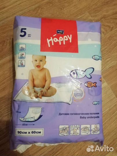 Пелёнки Happy, Bella, 60х90, 5 шт