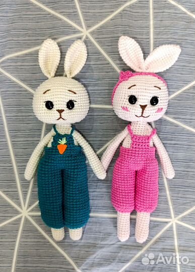 Вязаные игрушки ручной работы зайчик Ксюша