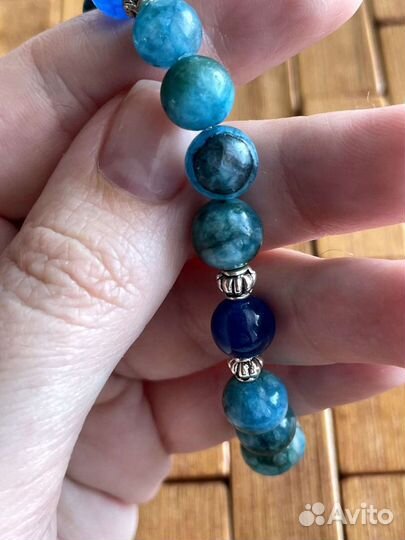 Браслет из синей пейзажной яшмы