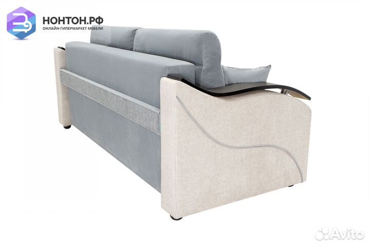 Диван еврокнижка Милан серый / бежевый