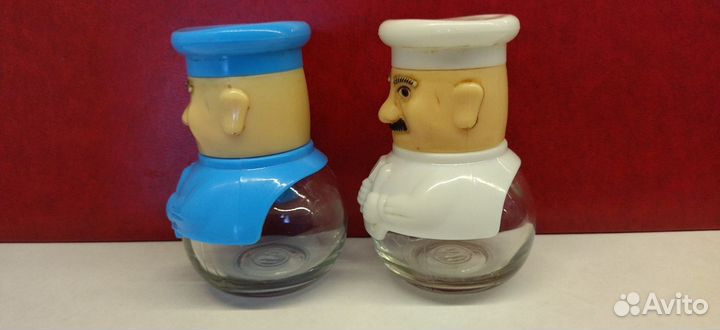 Солонка+перечница повар. стекло, пластик гдр герма