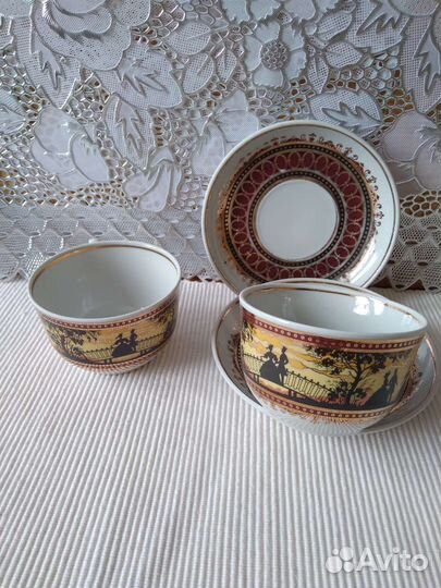 Редкая чайная пара из сервиза Прогулка Пролетарий