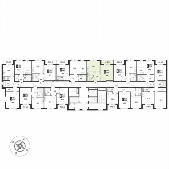 1-к. квартира, 40,1 м², 24/25 эт.