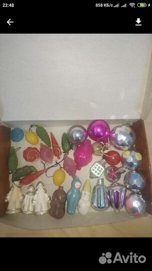 Мини-игрушки для новогодней ёлки СССР Винтаж