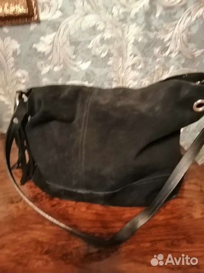 Сумка женская натуральная замша черная