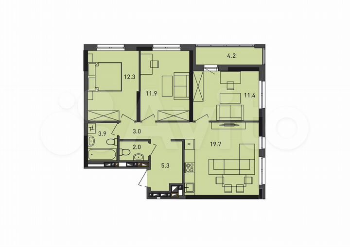 4-к. квартира, 73,7 м², 10/17 эт.