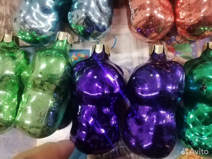Набор стеклянных ёлочных игрушек СССР