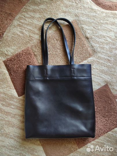 Сумка кожаная через плечо с ручками