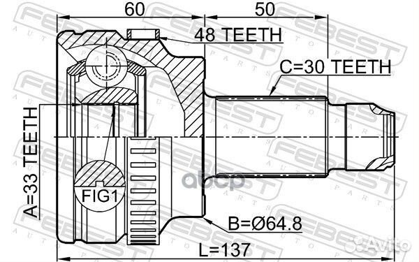 ШРУС внешний BMW 3 E90/E91 2004-2012 1910-E60A48