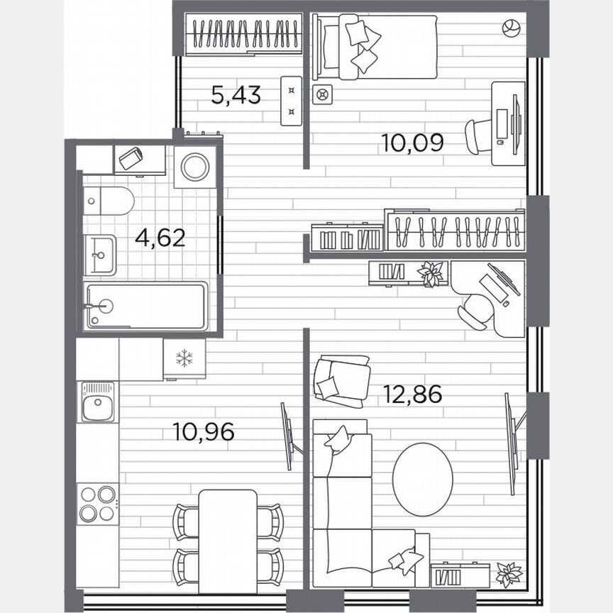 2-к. квартира, 44 м², 1/5 эт.
